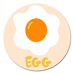 Egg Eating Chicken Omelette Food Magnet 5  (round) by Nexatart