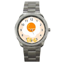 Egg Eating Chicken Omelette Food Sport Metal Watch by Nexatart