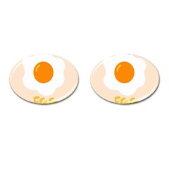 Egg Eating Chicken Omelette Food Cufflinks (oval) by Nexatart