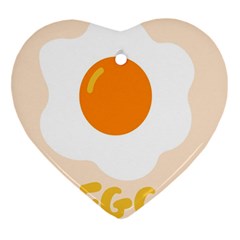 Egg Eating Chicken Omelette Food Heart Ornament (two Sides) by Nexatart