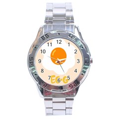 Egg Eating Chicken Omelette Food Stainless Steel Analogue Watch by Nexatart