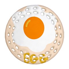 Egg Eating Chicken Omelette Food Round Filigree Ornament (two Sides) by Nexatart