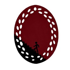 Walking Stairs Steps Person Step Oval Filigree Ornament (two Sides) by Nexatart