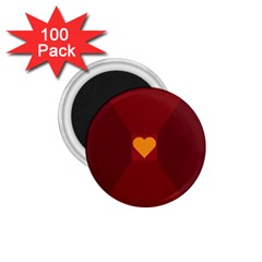 Heart Red Yellow Love Card Design 1 75  Magnets (100 Pack)  by Nexatart