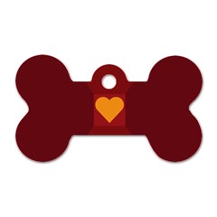 Heart Red Yellow Love Card Design Dog Tag Bone (one Side) by Nexatart