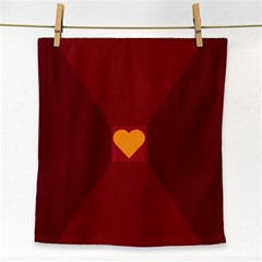 Heart Red Yellow Love Card Design Face Towel by Nexatart