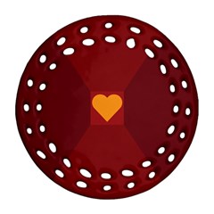 Heart Red Yellow Love Card Design Ornament (round Filigree) by Nexatart