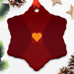 Heart Red Yellow Love Card Design Snowflake Ornament (two Sides) by Nexatart