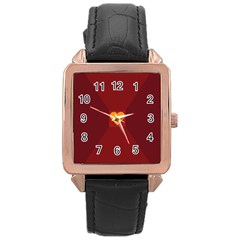 Heart Red Yellow Love Card Design Rose Gold Leather Watch  by Nexatart