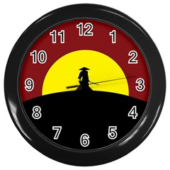 Samurai Warrior Japanese Sword Wall Clocks (black) by Nexatart