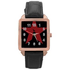 Buck Dear Animal Character Nature Rose Gold Leather Watch  by Nexatart