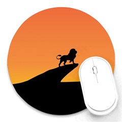 Lion Sunset Wildlife Animals King Round Mousepads by Nexatart