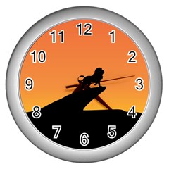 Lion Sunset Wildlife Animals King Wall Clocks (silver)  by Nexatart