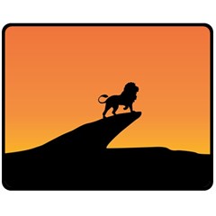 Lion Sunset Wildlife Animals King Fleece Blanket (medium)  by Nexatart