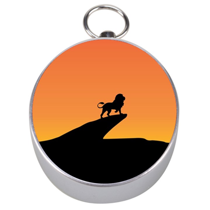 Lion Sunset Wildlife Animals King Silver Compasses