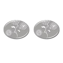 Flower Heart Plant Symbol Love Cufflinks (oval) by Nexatart