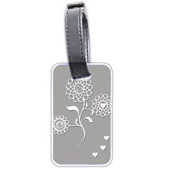 Flower Heart Plant Symbol Love Luggage Tags (two Sides) by Nexatart