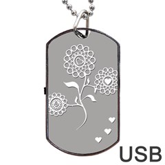 Flower Heart Plant Symbol Love Dog Tag Usb Flash (one Side) by Nexatart