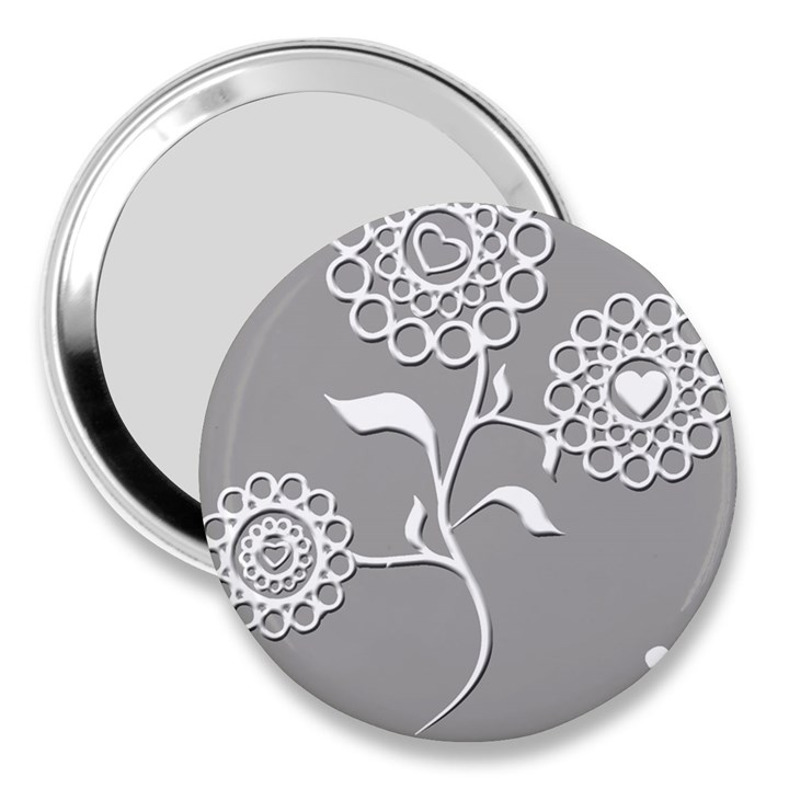 Flower Heart Plant Symbol Love 3  Handbag Mirrors