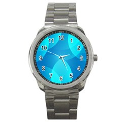 Abstract Blue Wallpaper Wave Sport Metal Watch by Nexatart