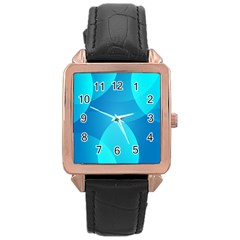 Abstract Blue Wallpaper Wave Rose Gold Leather Watch  by Nexatart