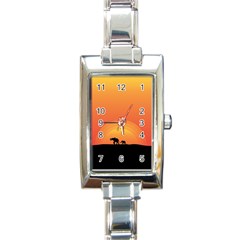 Elephant Baby Elephant Wildlife Rectangle Italian Charm Watch