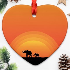 Elephant Baby Elephant Wildlife Ornament (Heart)