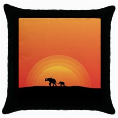 Elephant Baby Elephant Wildlife Throw Pillow Case (black) by Nexatart