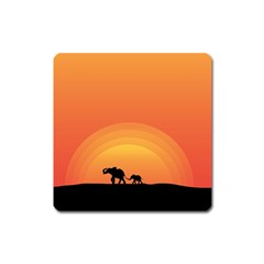 Elephant Baby Elephant Wildlife Square Magnet