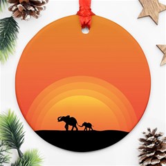 Elephant Baby Elephant Wildlife Round Ornament (Two Sides)