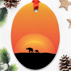 Elephant Baby Elephant Wildlife Oval Ornament (Two Sides)