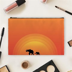 Elephant Baby Elephant Wildlife Cosmetic Bag (large)  by Nexatart