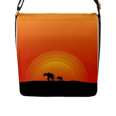 Elephant Baby Elephant Wildlife Flap Messenger Bag (l)  by Nexatart