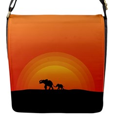 Elephant Baby Elephant Wildlife Flap Messenger Bag (S)