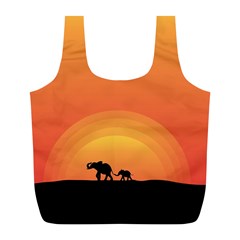 Elephant Baby Elephant Wildlife Full Print Recycle Bags (L) 