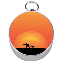 Elephant Baby Elephant Wildlife Silver Compasses by Nexatart