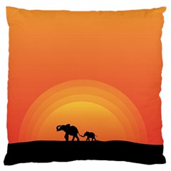 Elephant Baby Elephant Wildlife Large Flano Cushion Case (Two Sides)