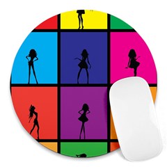 Girls Fashion Fashion Girl Young Round Mousepads by Nexatart