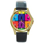 Girls Fashion Fashion Girl Young Round Gold Metal Watch Front