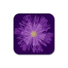 Purple Flower Floral Purple Flowers Rubber Coaster (square)  by Nexatart