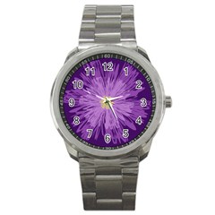 Purple Flower Floral Purple Flowers Sport Metal Watch by Nexatart