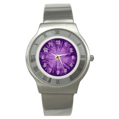 Purple Flower Floral Purple Flowers Stainless Steel Watch by Nexatart