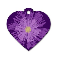 Purple Flower Floral Purple Flowers Dog Tag Heart (one Side) by Nexatart