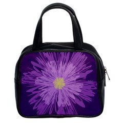 Purple Flower Floral Purple Flowers Classic Handbags (2 Sides) by Nexatart