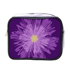 Purple Flower Floral Purple Flowers Mini Toiletries Bags by Nexatart