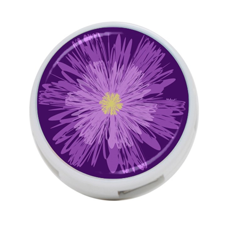 Purple Flower Floral Purple Flowers 4-Port USB Hub (One Side)