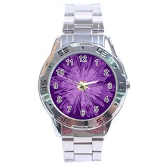 Purple Flower Floral Purple Flowers Stainless Steel Analogue Watch by Nexatart