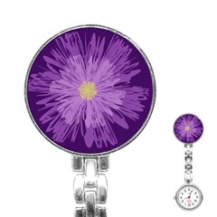 Purple Flower Floral Purple Flowers Stainless Steel Nurses Watch by Nexatart