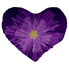 Purple Flower Floral Purple Flowers Large 19  Premium Flano Heart Shape Cushions by Nexatart