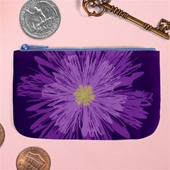 Purple Flower Floral Purple Flowers Large Coin Purse by Nexatart